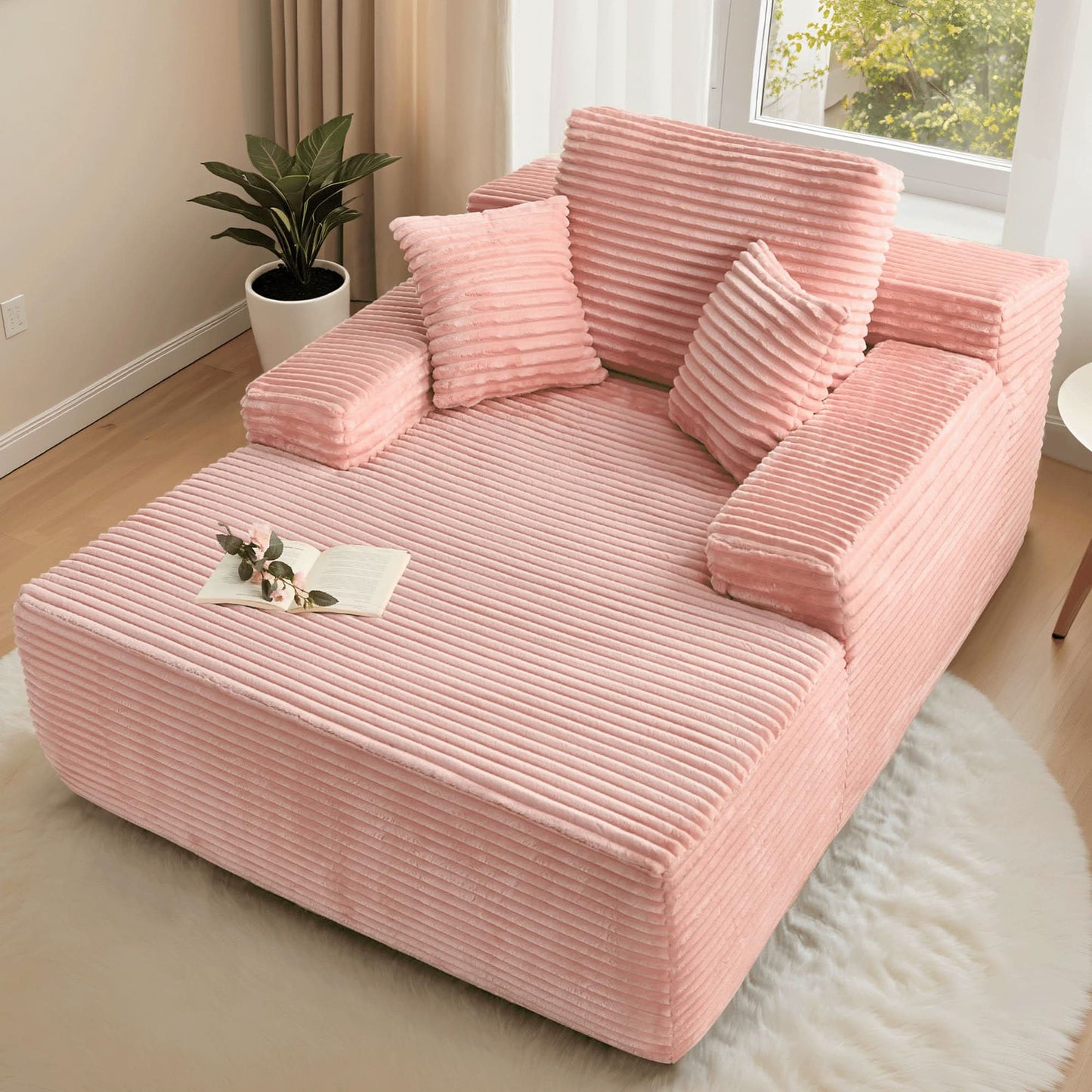 OVIOS Boneless Chaise Lounge,Luxurious Faux Fur, No Assembly Required