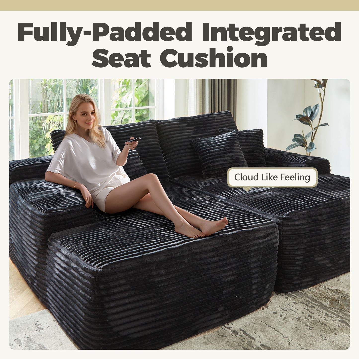 OVIOS 81" Boneless Sofa, Sleeper Couch, No Assembly Required