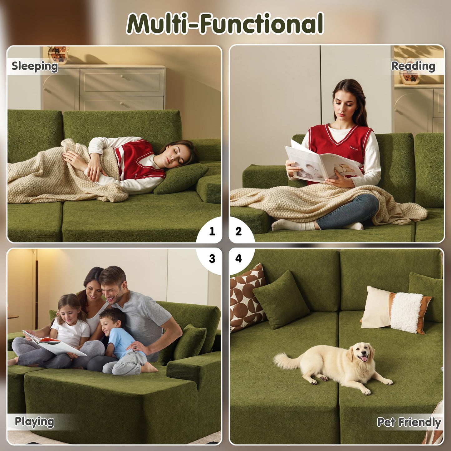 OVIOS 81.2" Upholstered Sleeper Sofa with Pillow, No Assembly Required