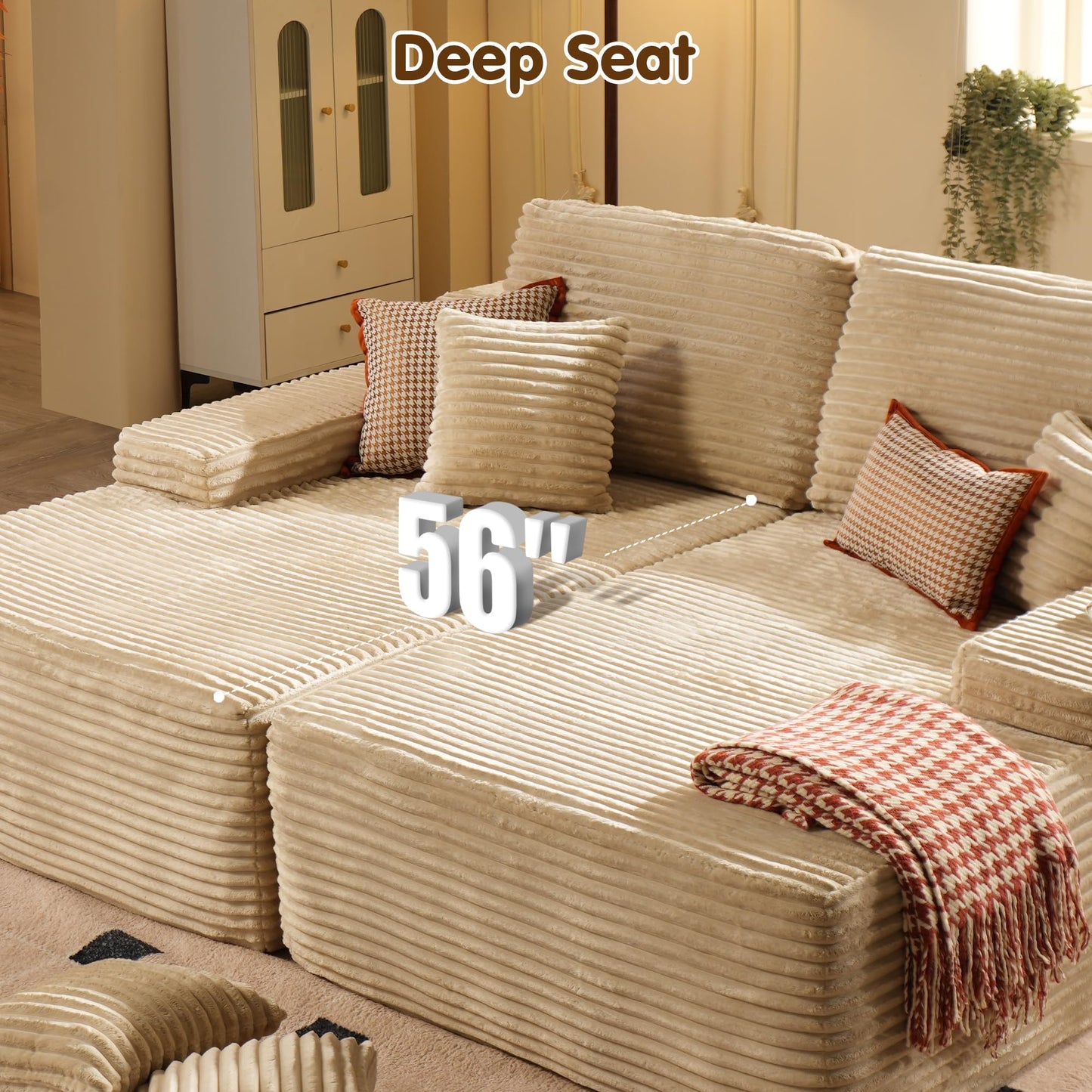 OVIOS 81" Boneless Sofa, Sleeper Couch, No Assembly Required