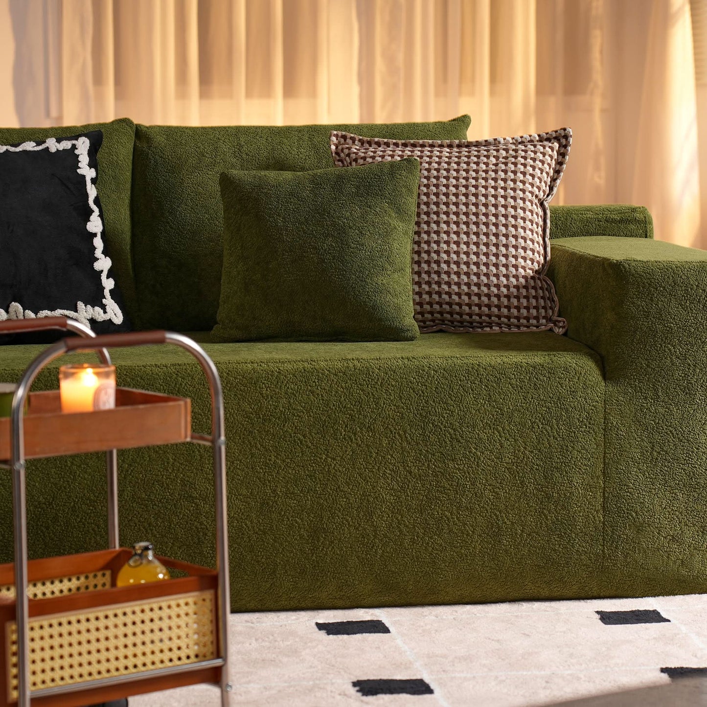OVIOS 104" L-Shape Modular Couch with Chaise,Cloud Velvet Fabric,No Assembly Required